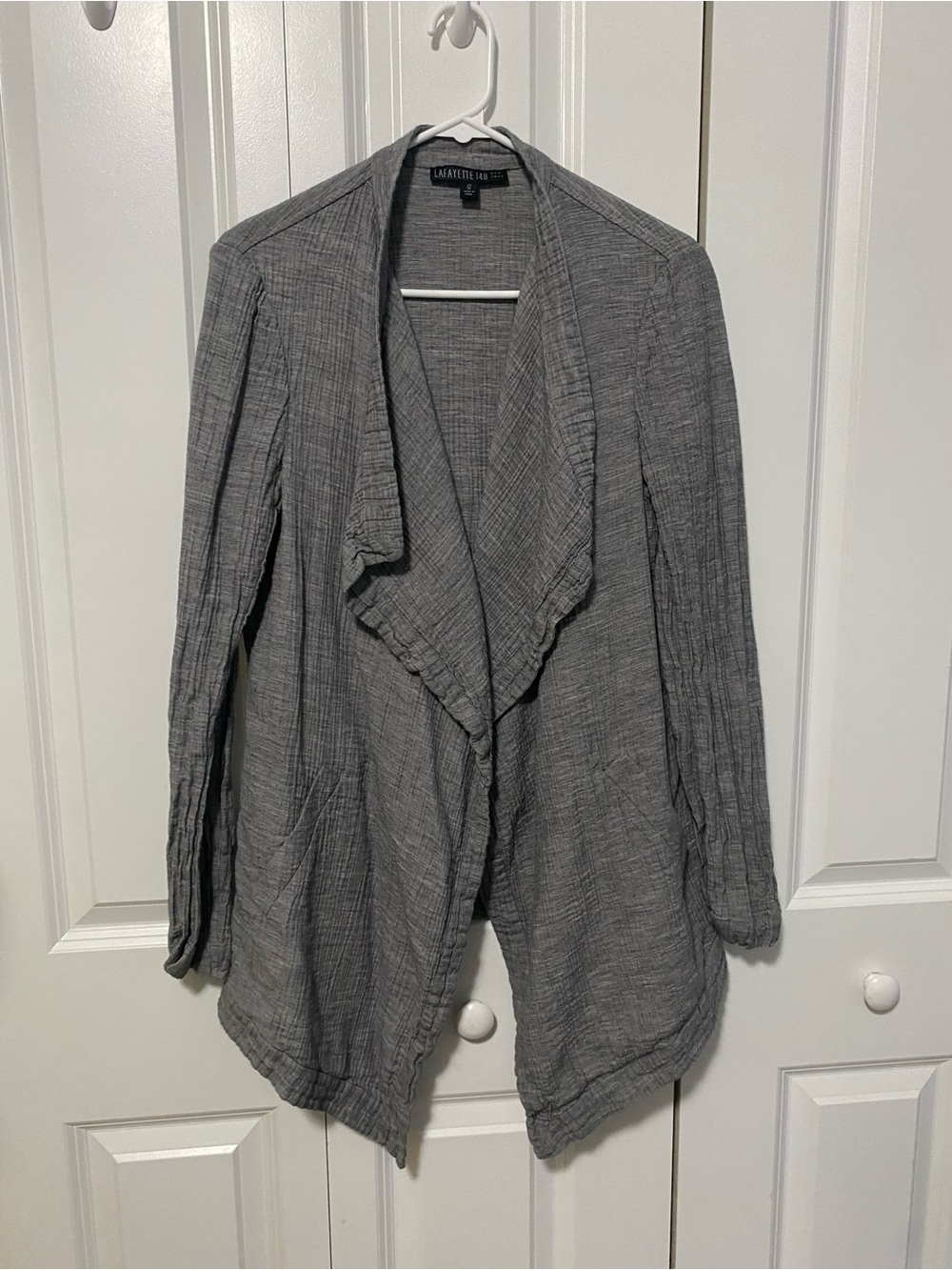Lafayette 148 Gray Lightweight Silk Blend Draped Jacket